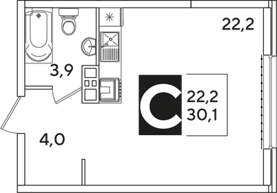 Квартира 30,1 м², студия - изображение 2