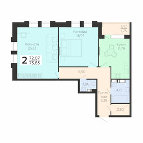 Квартира 73,8 м², 2-комнатная - изображение 1