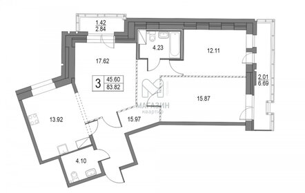 Квартира 85,8 м², 3-комнатная - изображение 1