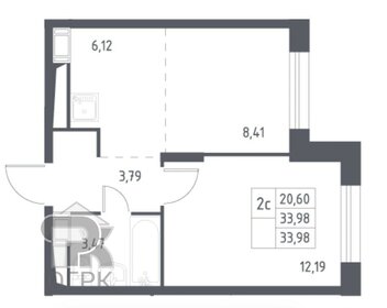 Квартира 34 м², 1-комнатная - изображение 1