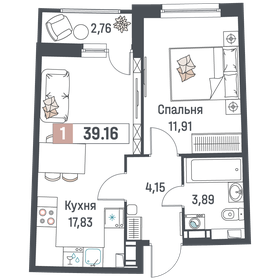 38,8 м², 1-комнатная квартира 6 605 937 ₽ - изображение 9