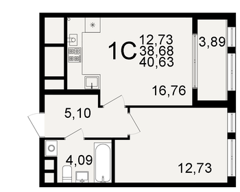 40,6 м², 1-комнатная квартира 3 734 280 ₽ - изображение 56