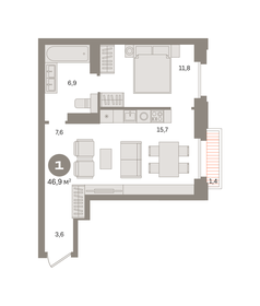 43 м², 1-комнатная квартира 24 500 000 ₽ - изображение 6