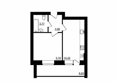 Квартира 39,5 м², 1-комнатная - изображение 1