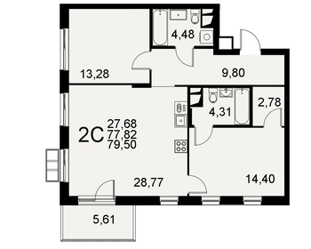 83,4 м², 2-комнатная квартира 13 892 949 ₽ - изображение 27