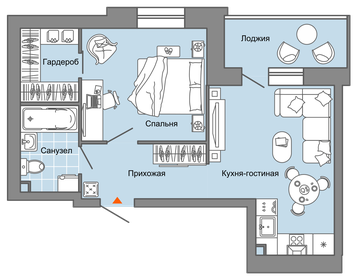 Квартира 44 м², 2-комнатная - изображение 1