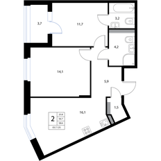Квартира 58,6 м², 3-комнатная - изображение 2