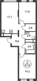 Квартира 61,8 м², 2-комнатная - изображение 1