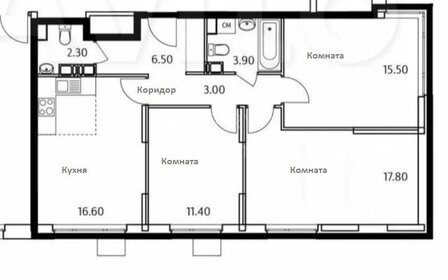 Квартира 77 м², 3-комнатная - изображение 1