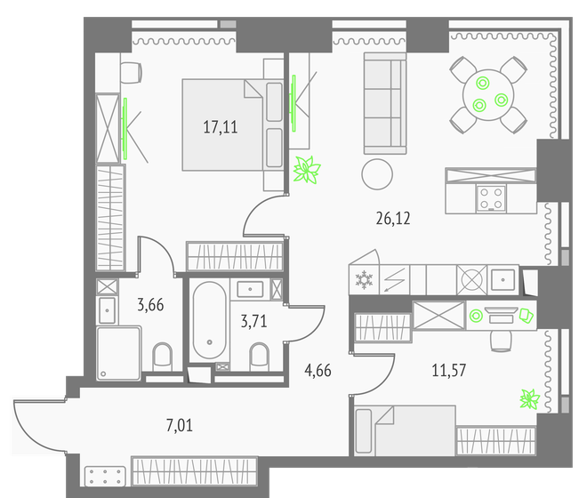 73,8 м², 2-комнатная квартира 37 516 688 ₽ - изображение 1