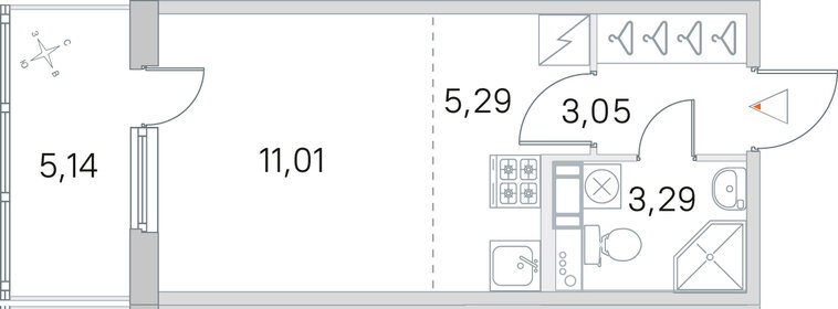 Квартира 24,2 м², студия - изображение 1