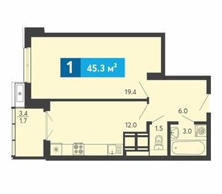 44,6 м², 1-комнатная квартира 4 716 200 ₽ - изображение 18