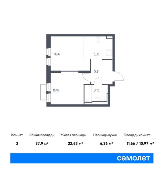 37,9 м², 1-комнатная квартира 16 004 364 ₽ - изображение 1