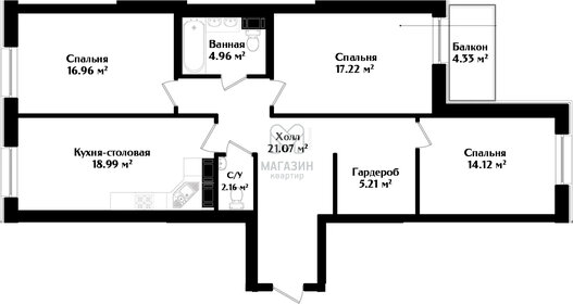 102 м², 3-комнатная квартира 42 270 000 ₽ - изображение 117