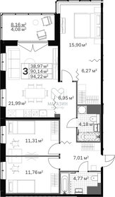 Квартира 94,3 м², 3-комнатная - изображение 1