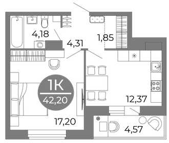 43,6 м², 1-комнатная квартира 5 582 227 ₽ - изображение 13
