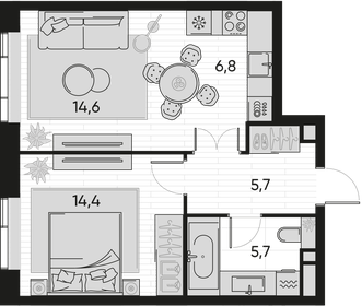 53,5 м², 2-комнатная квартира 23 000 000 ₽ - изображение 110