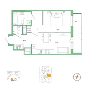 47,6 м², 1-комнатная квартира 10 900 000 ₽ - изображение 59