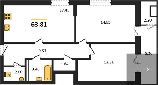 63,8 м², 2-комнатная квартира 8 420 065 ₽ - изображение 14