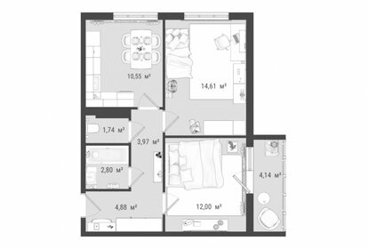 Квартира 54,7 м², 2-комнатная - изображение 2