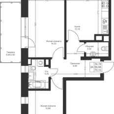 Квартира 70,2 м², 2-комнатная - изображение 2