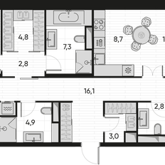 Квартира 112,7 м², 4-комнатная - изображение 2