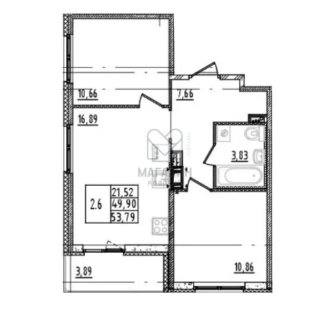 53,8 м², 2-комнатная квартира 9 277 000 ₽ - изображение 51