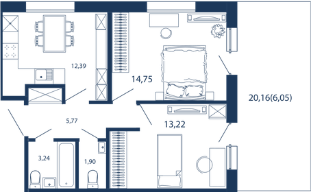 50,9 м², 2-комнатные апартаменты 22 151 878 ₽ - изображение 95