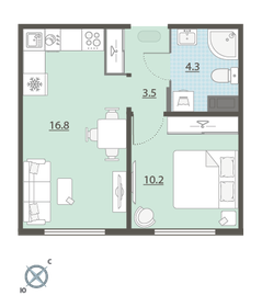 Квартира 34,8 м², 1-комнатная - изображение 1