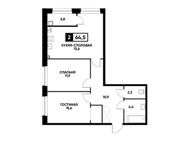 64,5 м², 2-комнатная квартира 6 327 450 ₽ - изображение 9