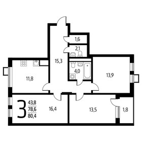 Квартира 80,4 м², 3-комнатная - изображение 1