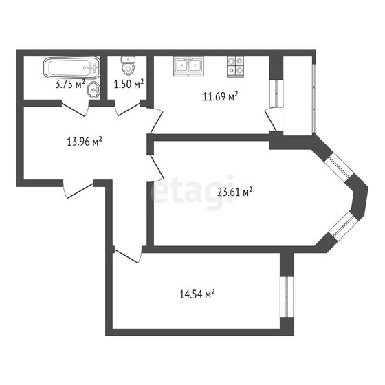 70 м², 2-комнатная квартира 5 100 000 ₽ - изображение 1