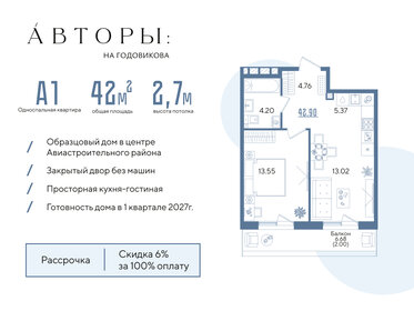 Квартира 42,9 м², 1-комнатная - изображение 1