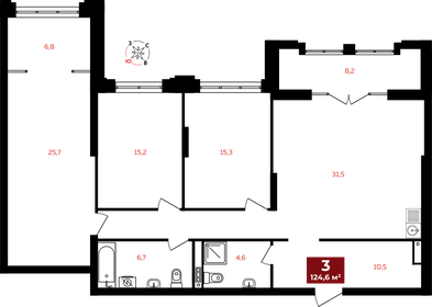 124,6 м², 3-комнатная квартира 24 297 000 ₽ - изображение 17