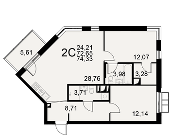 74,3 м², 2-комнатная квартира 13 739 950 ₽ - изображение 8