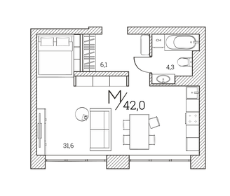 41,7 м², апартаменты-студия 15 150 000 ₽ - изображение 8