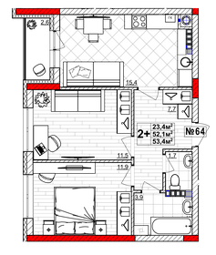 56,6 м², 2-комнатная квартира 7 343 000 ₽ - изображение 25