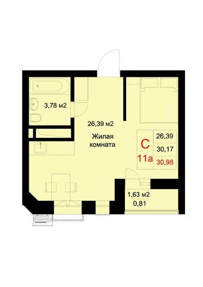 31 м², квартира-студия 6 506 000 ₽ - изображение 12