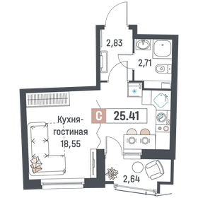 25,4 м², квартира-студия 4 078 305 ₽ - изображение 12