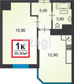 36,2 м², 1-комнатная квартира 6 650 000 ₽ - изображение 92