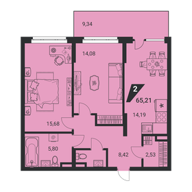 Квартира 65,2 м², 2-комнатная - изображение 1