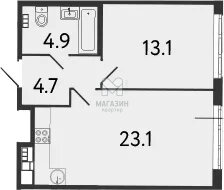 Квартира 45,8 м², 1-комнатная - изображение 2