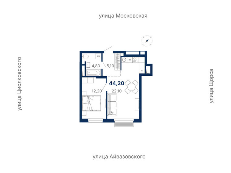 44,2 м², 1-комнатная квартира 9 677 988 ₽ - изображение 1