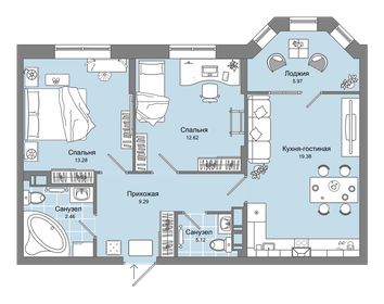 61 м², 2-комнатная квартира 9 800 000 ₽ - изображение 86