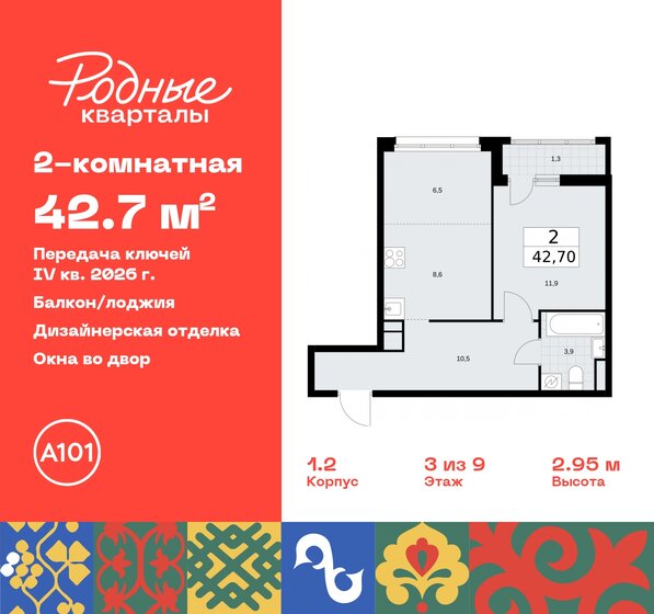 42,7 м², 2-комнатная квартира 9 316 841 ₽ - изображение 32