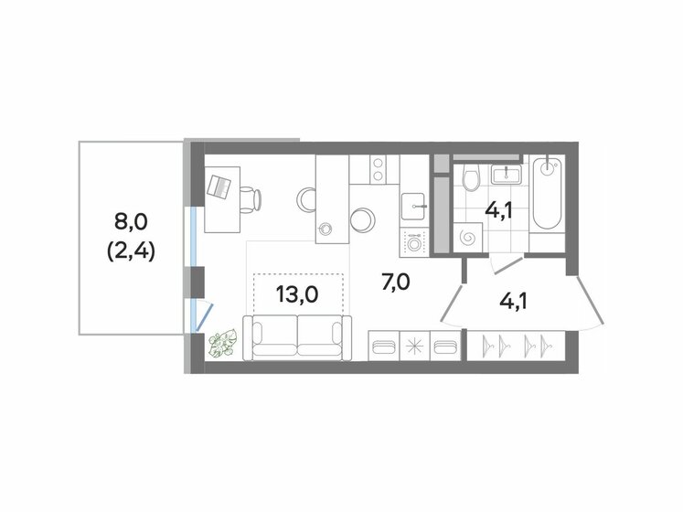 29,3 м², квартира-студия 6 460 123 ₽ - изображение 1