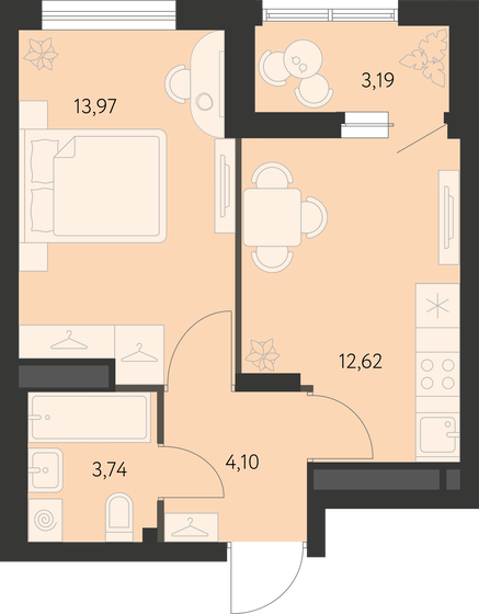 36 м², 1-комнатная квартира 5 049 000 ₽ - изображение 1