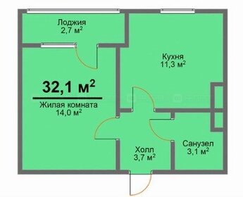 Квартира 32,1 м², 1-комнатная - изображение 1