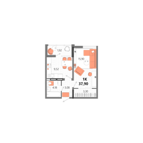 37,6 м², квартира-студия 7 490 000 ₽ - изображение 19