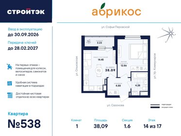 Квартира 38,1 м², 1-комнатная - изображение 1